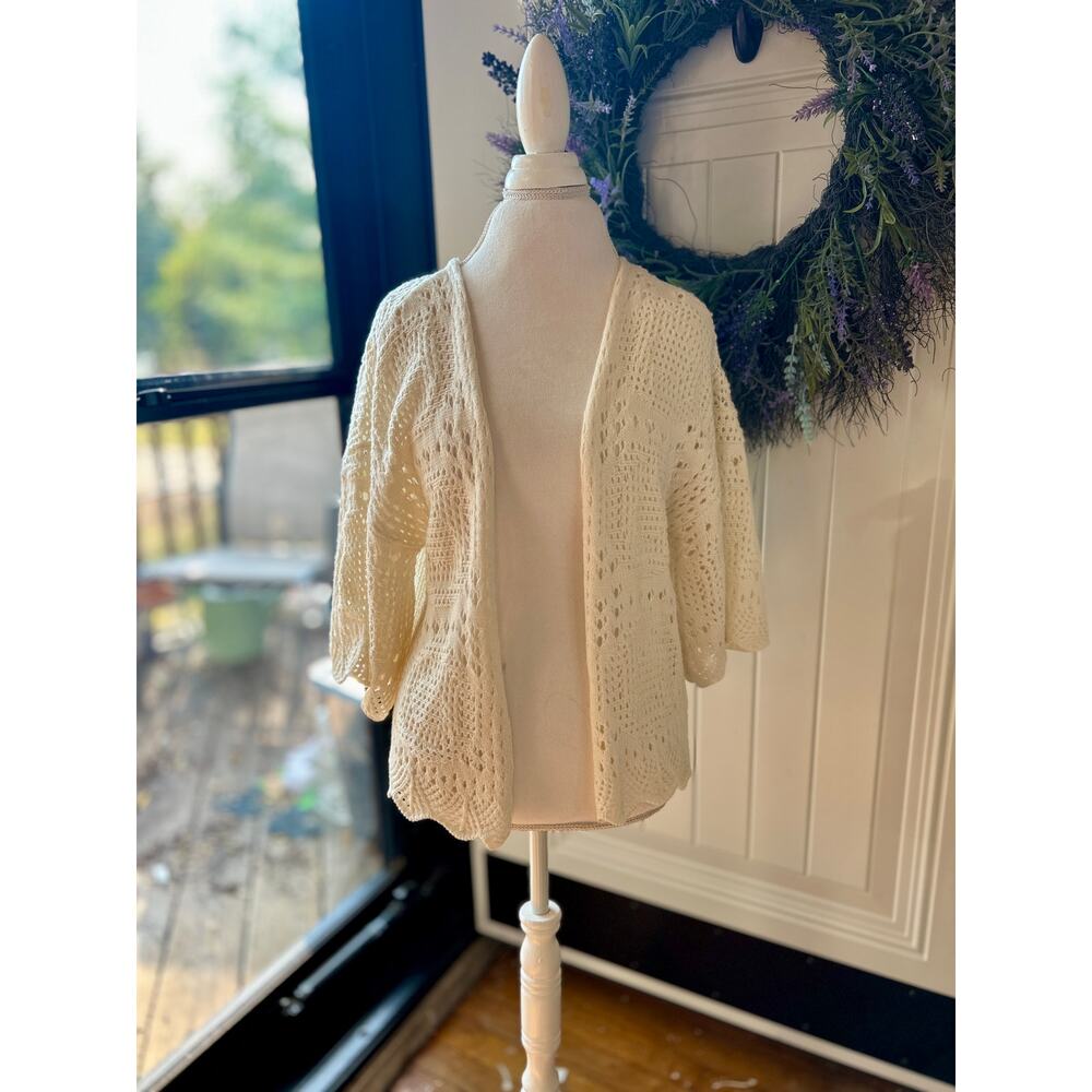 Johnny Becca Ivory Crochet Cardigan Size XS